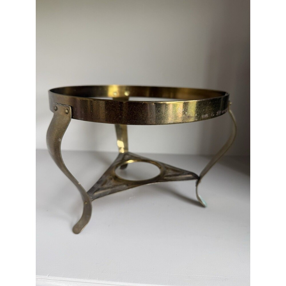 Vintage Brass Chafing Dish Warming Stand Or Orb Plant Stand